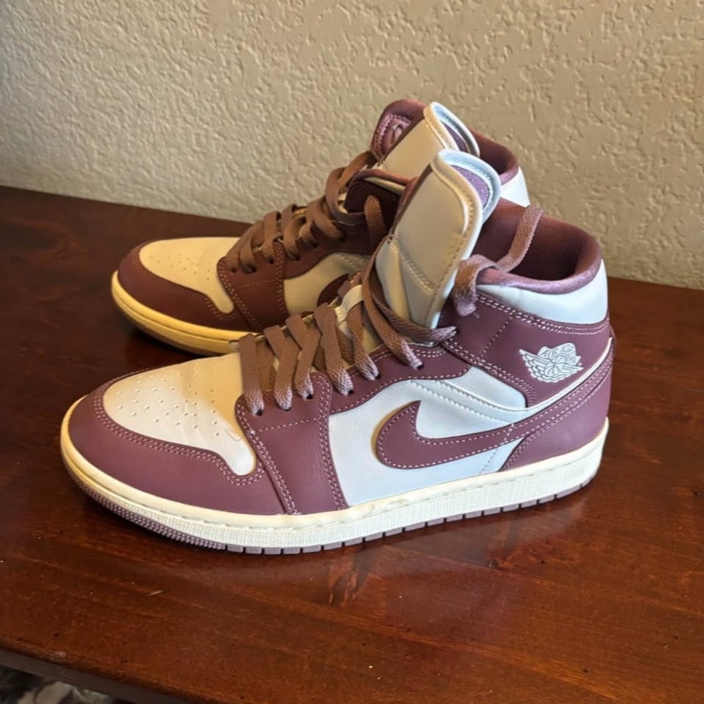 Jordan Athletic Shoes in Burgundy and Beige